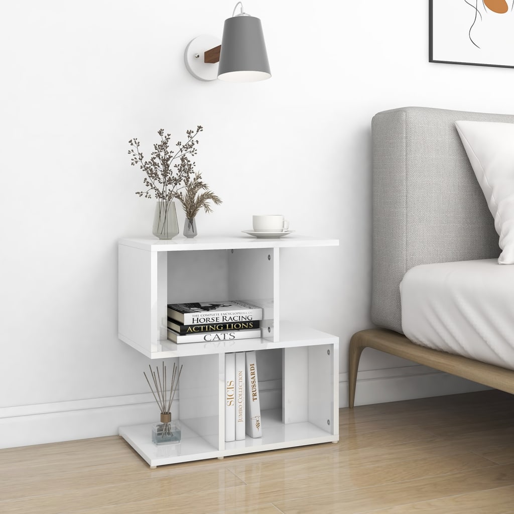 vidaXL Bedside Cabinet High Gloss White 50x30x51.5 cm Engineered Wood