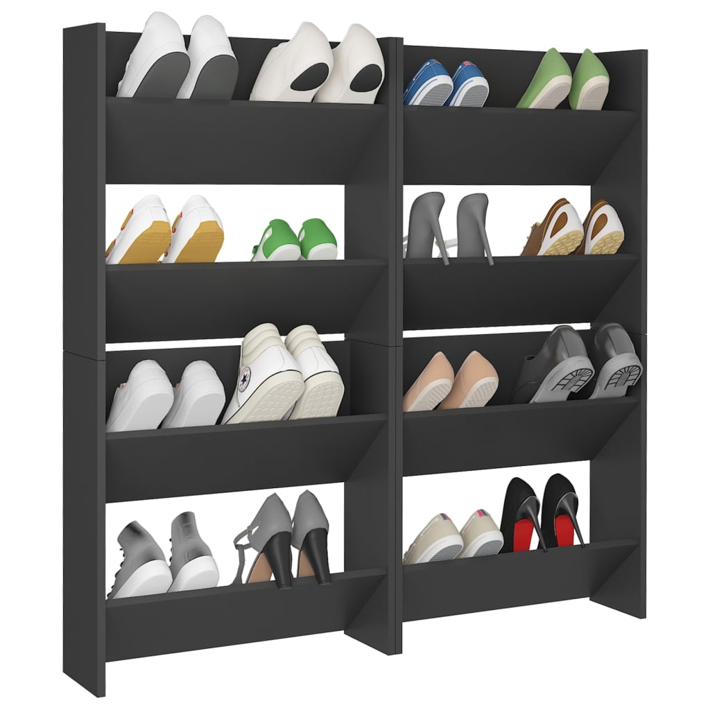 vidaXL Wall Shoe Cabinets 4 pcs Grey 60x18x60 cm Engineered Wood