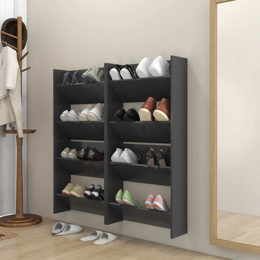 vidaXL Wall Shoe Cabinets 4 pcs Grey 60x18x60 cm Engineered Wood