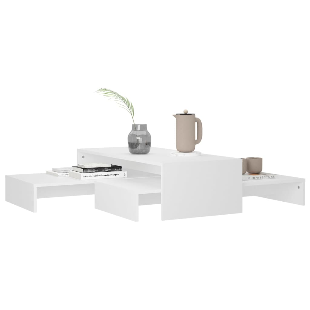 vidaXL Nesting Coffee Table Set White 100x100x26.5 cm Engineered Wood