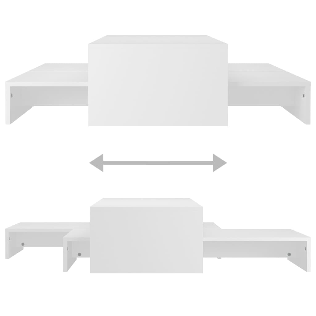 vidaXL Nesting Coffee Table Set White 100x100x26.5 cm Engineered Wood