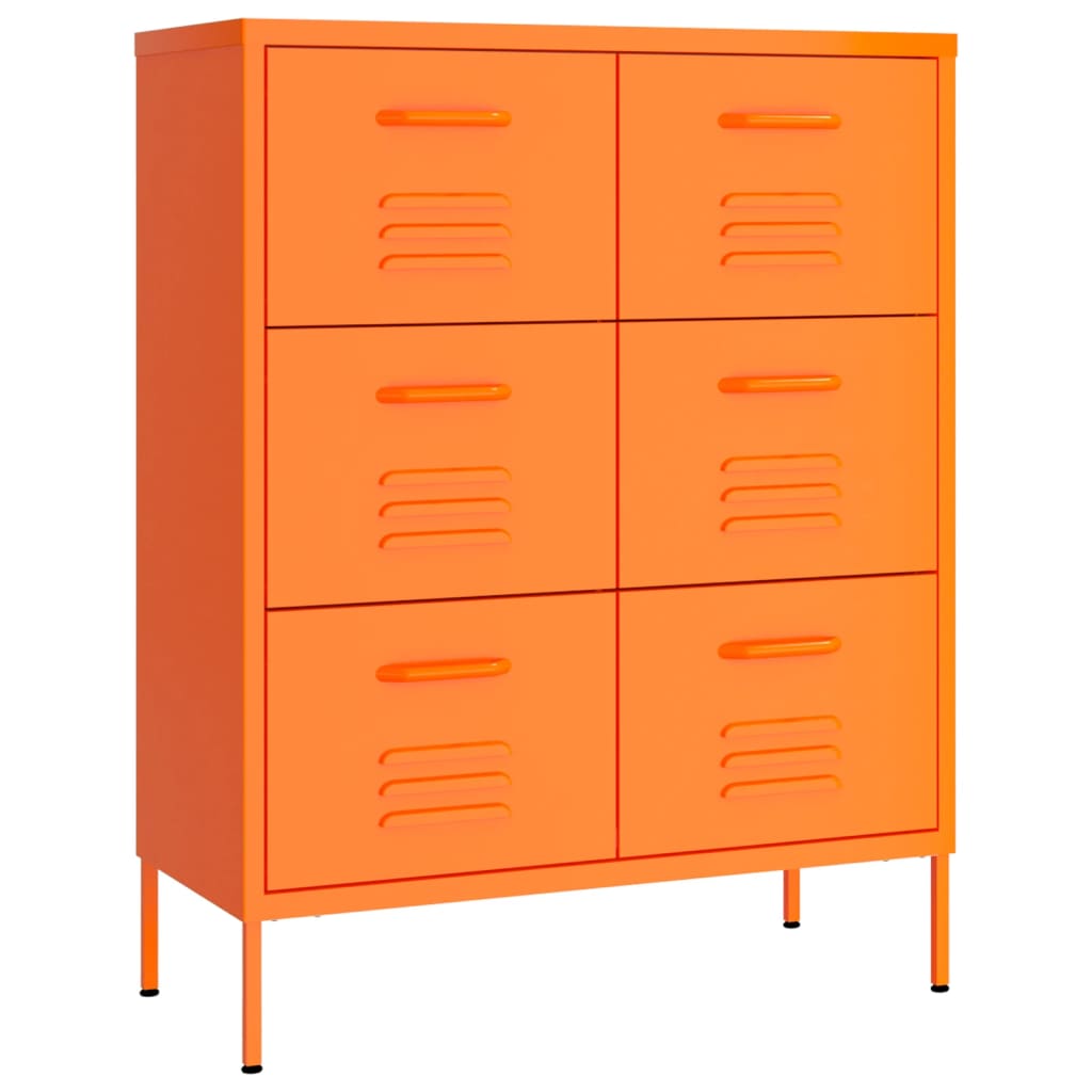 vidaXL Drawer Cabinet Orange 80x35x101.5 cm Steel