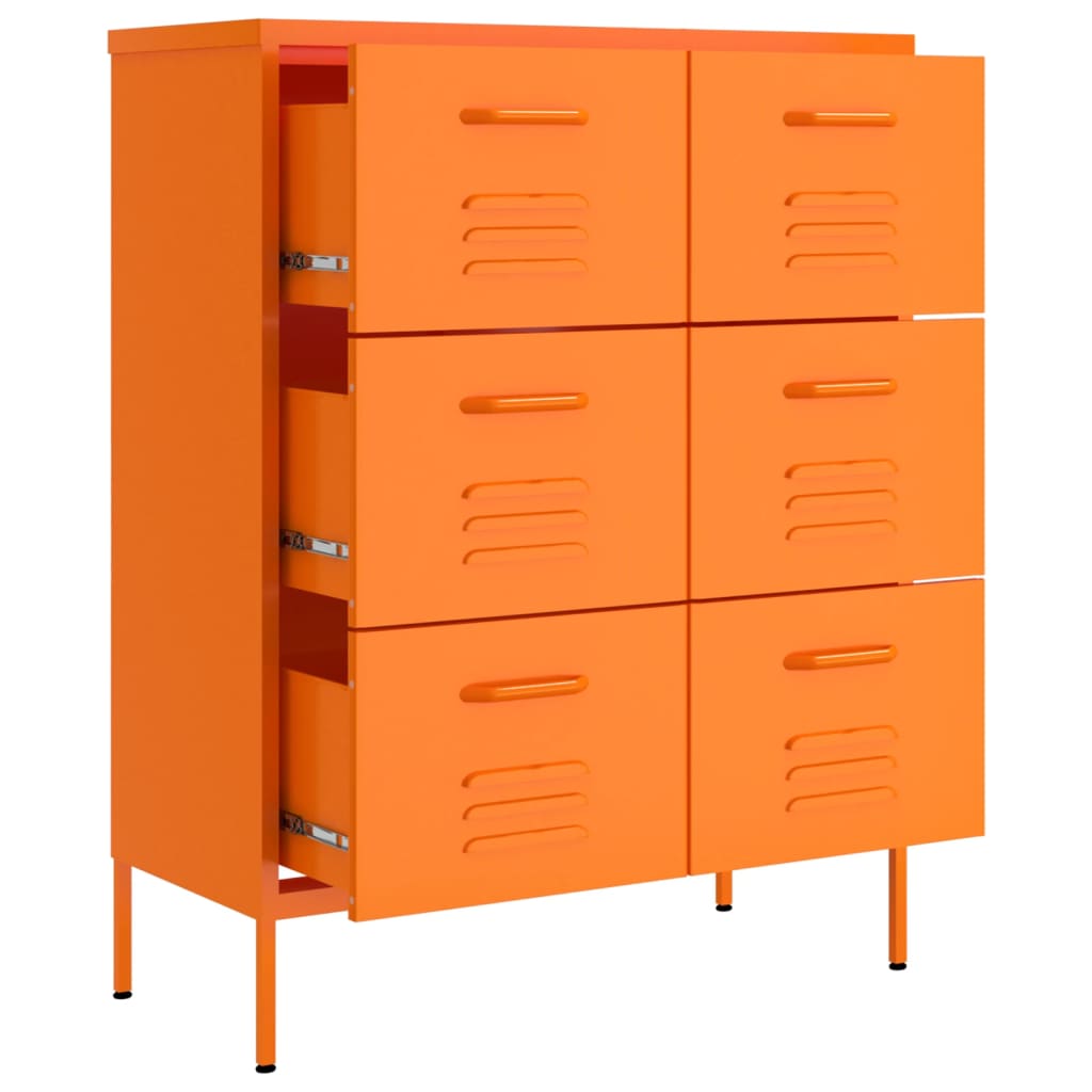 vidaXL Drawer Cabinet Orange 80x35x101.5 cm Steel