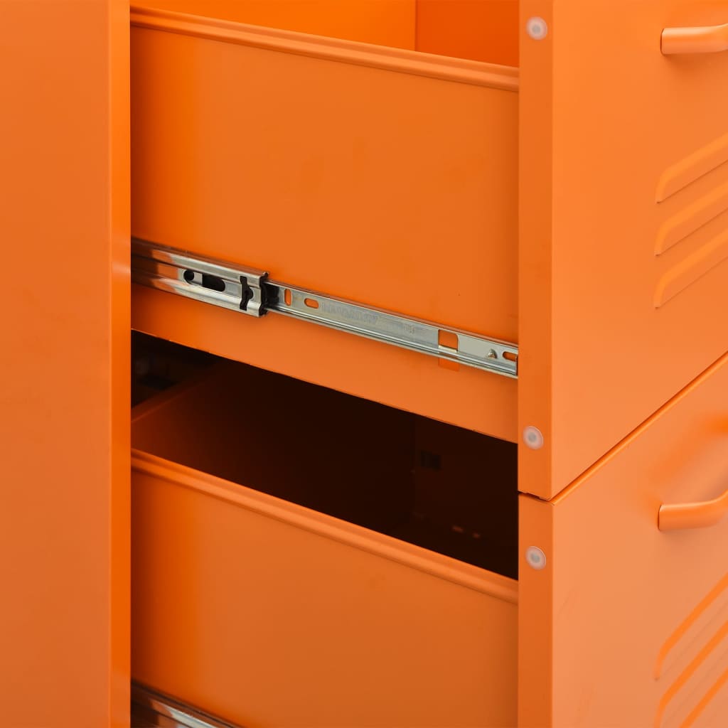 vidaXL Drawer Cabinet Orange 80x35x101.5 cm Steel
