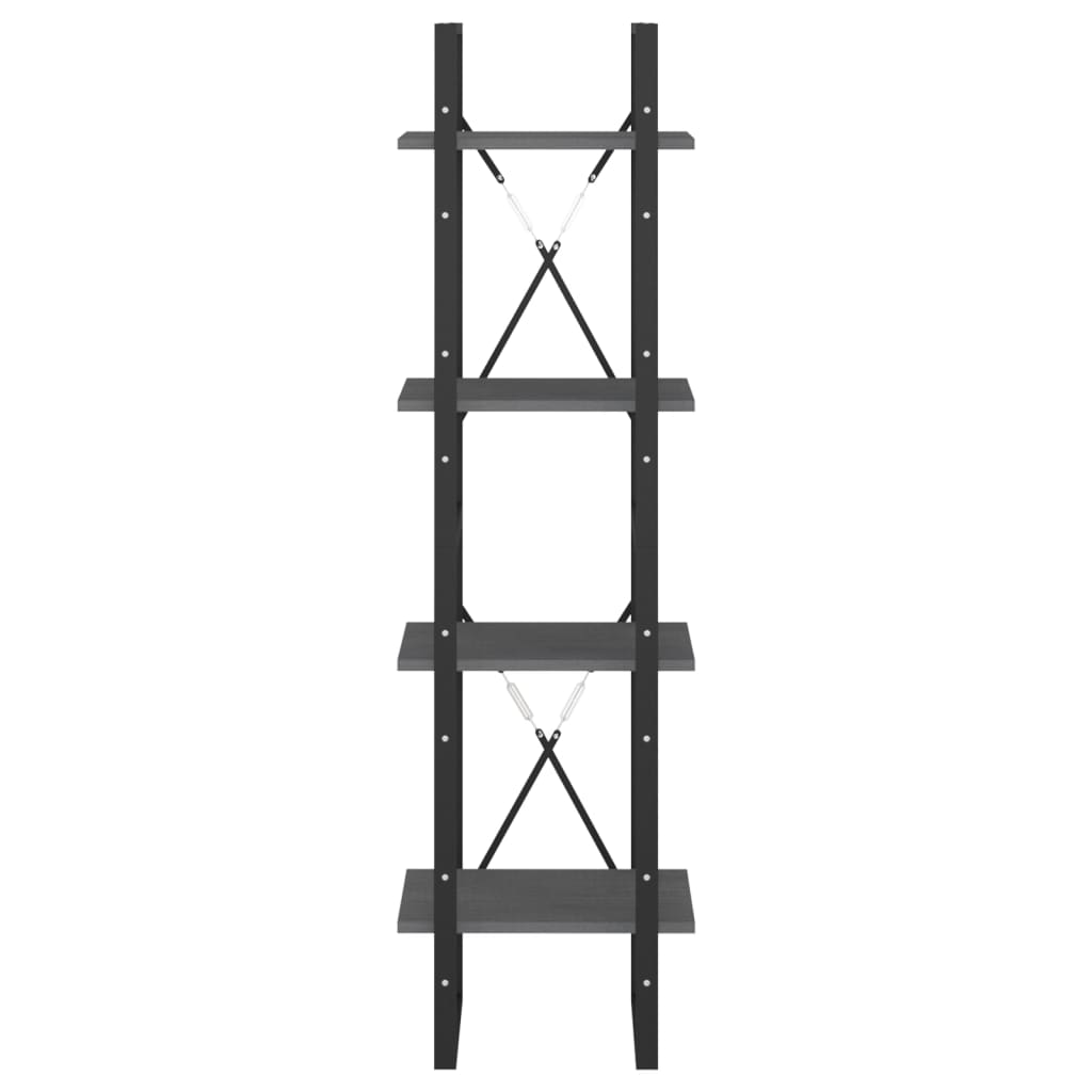 vidaXL 4-Tier Book Cabinet Grey 40x30x140 cm Solid Pine Wood