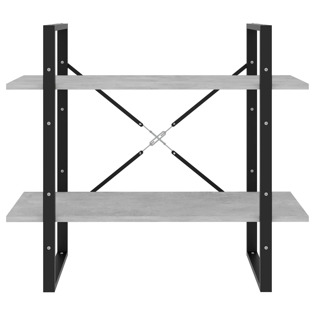 vidaXL 2-Tier Book Cabinet Concrete Grey 80x30x70 cm Engineered Wood