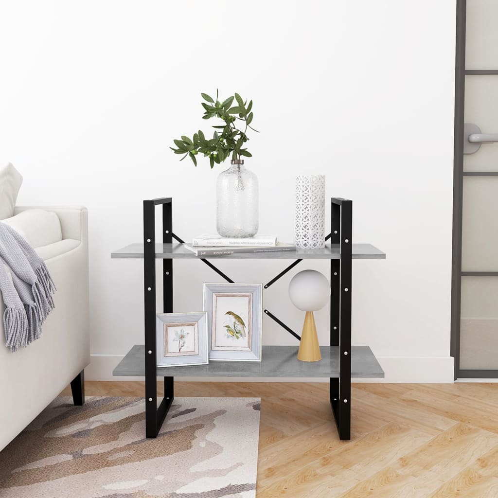 vidaXL 2-Tier Book Cabinet Concrete Grey 80x30x70 cm Engineered Wood
