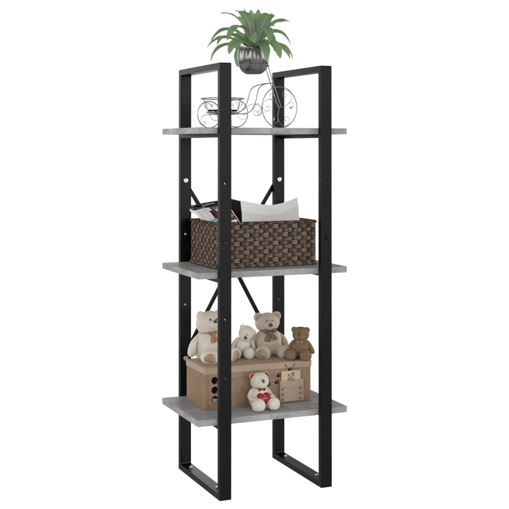 vidaXL 3-Tier Book Cabinet Concrete Grey 40x30x105 cm Engineered Wood