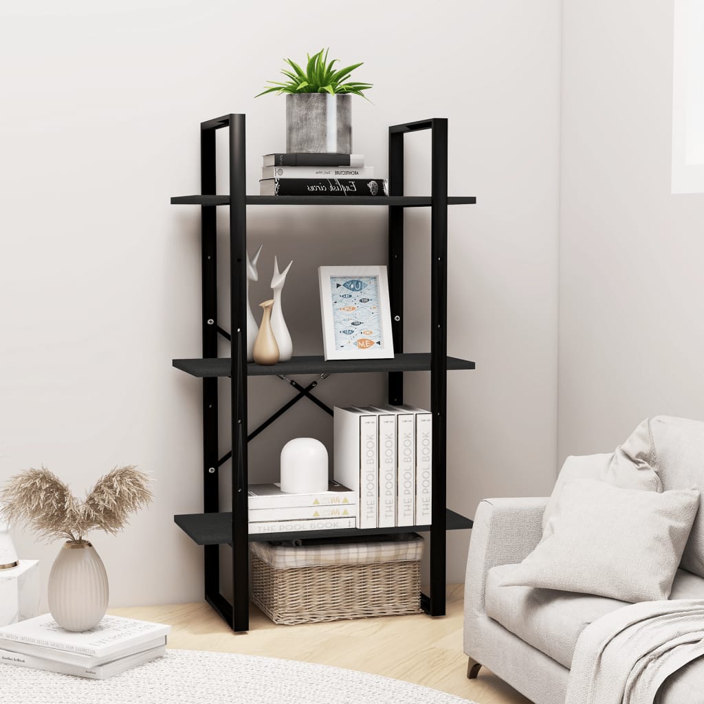 vidaXL Storage Shelf Black 60x30x105 cm Solid Pine Wood