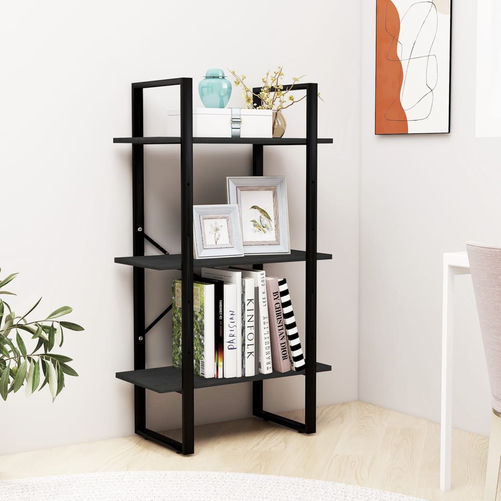 vidaXL Storage Shelf Black 60x30x105 cm Solid Pine Wood