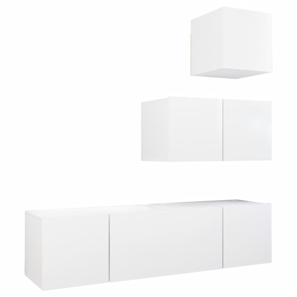 vidaXL 4 Piece TV Cabinet Set White Engineered Wood