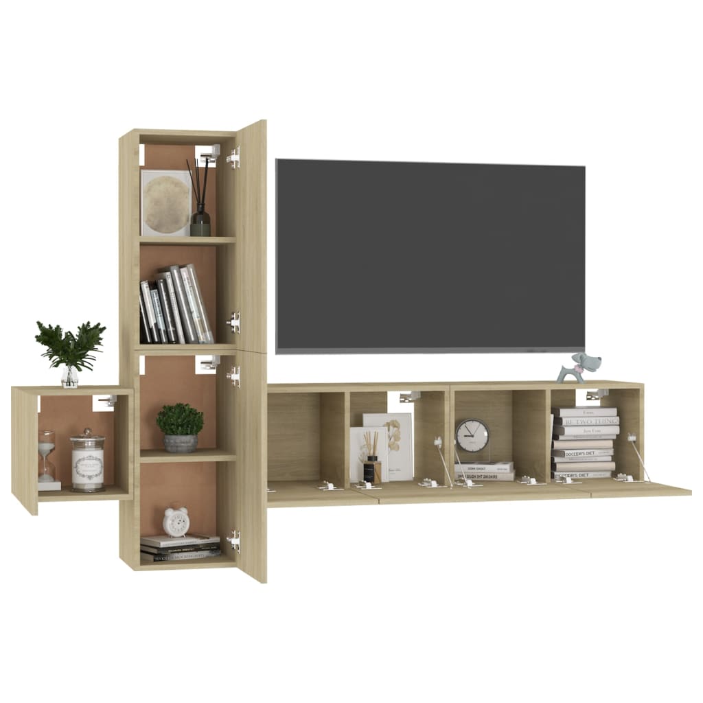 vidaXL 5 Piece TV Cabinet Set Sonoma Oak Engineered Wood
