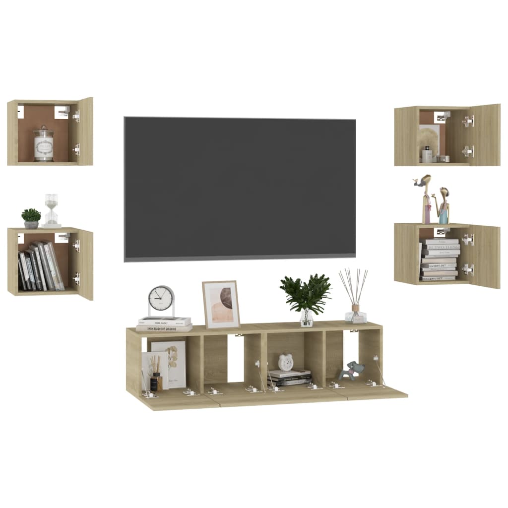 vidaXL 6 Piece TV Cabinet Set Sonoma Oak Engineered Wood