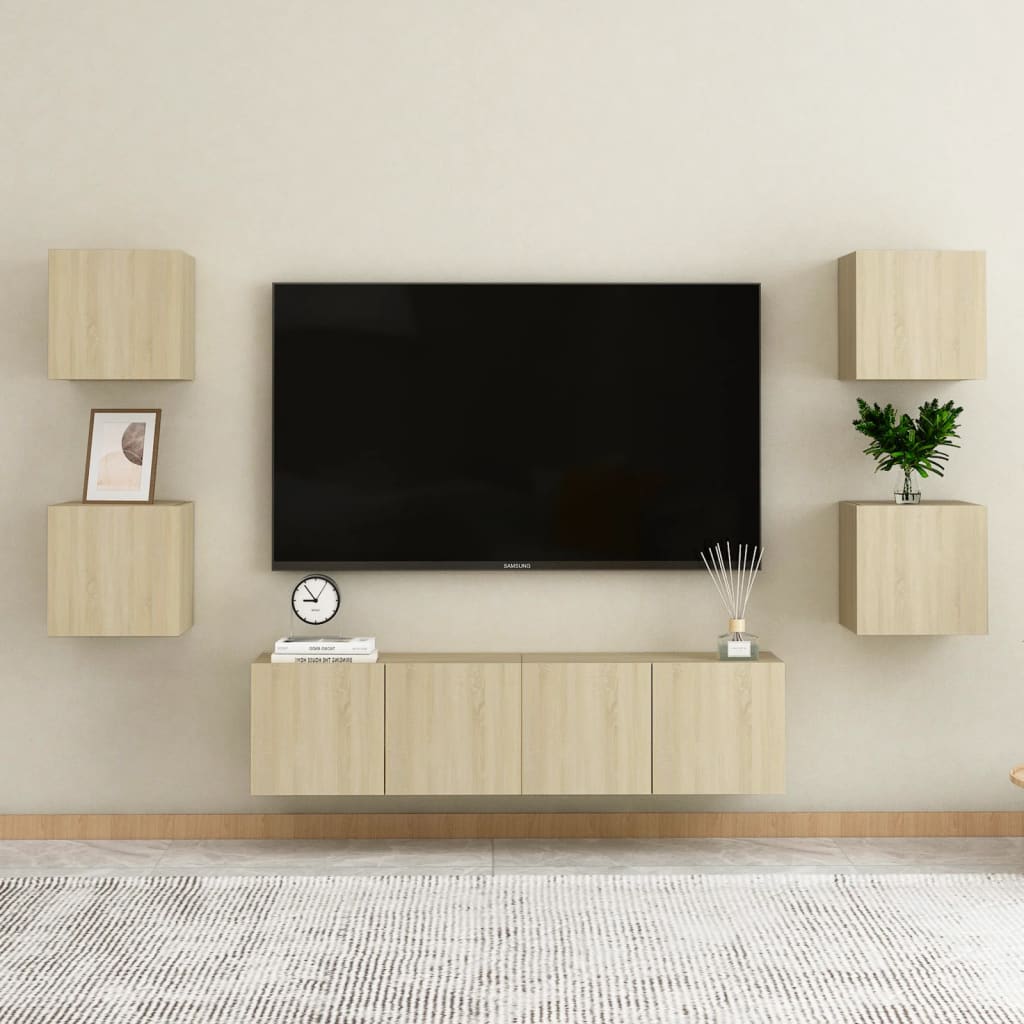 vidaXL 6 Piece TV Cabinet Set Sonoma Oak Engineered Wood