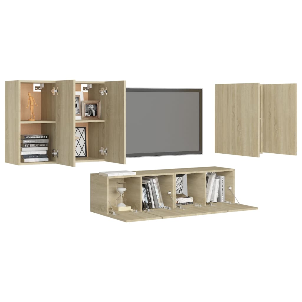 vidaXL 6 Piece TV Cabinet Set Sonoma Oak Engineered Wood