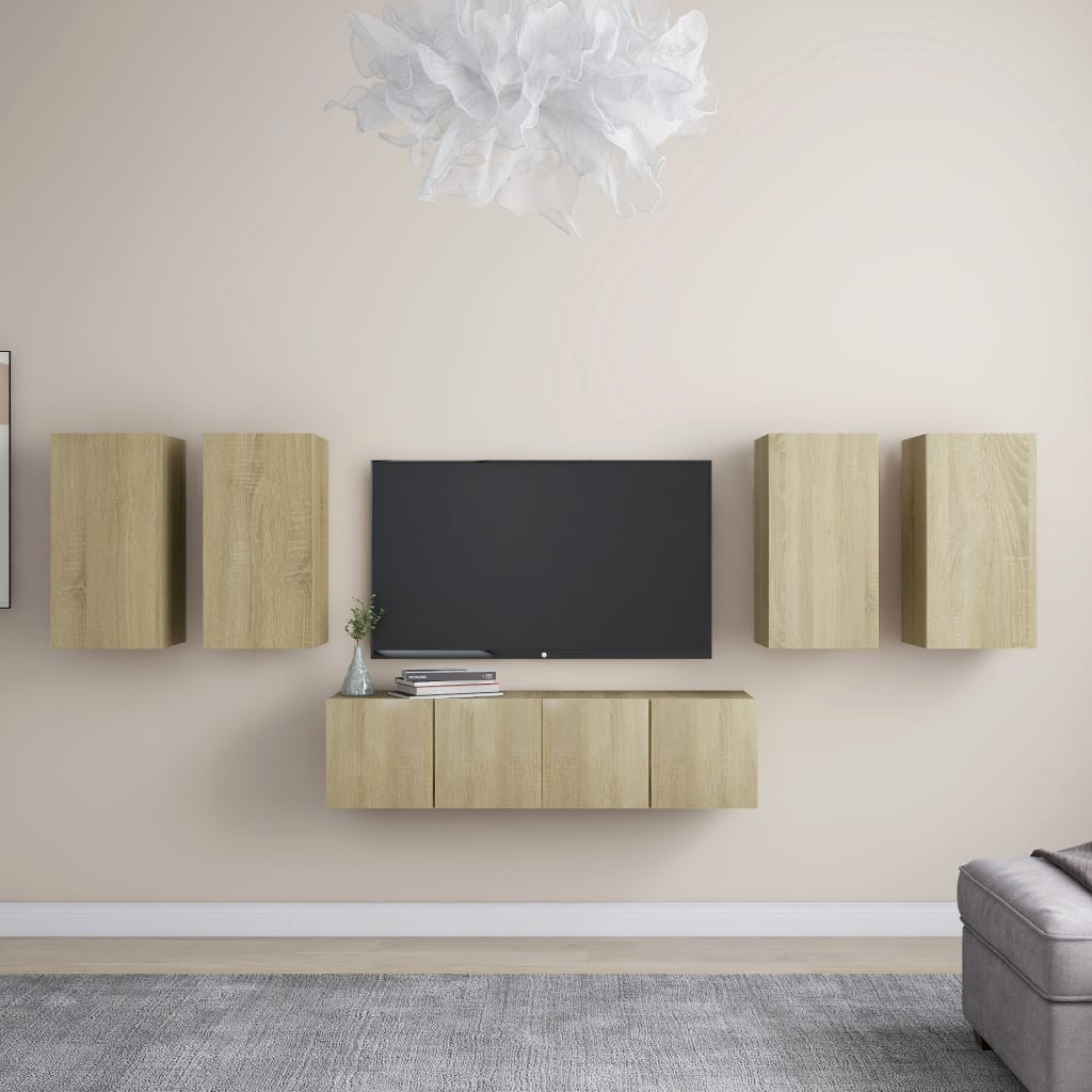 vidaXL 6 Piece TV Cabinet Set Sonoma Oak Engineered Wood