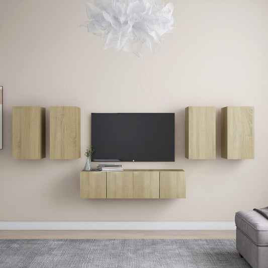 vidaXL 6 Piece TV Cabinet Set Sonoma Oak Engineered Wood
