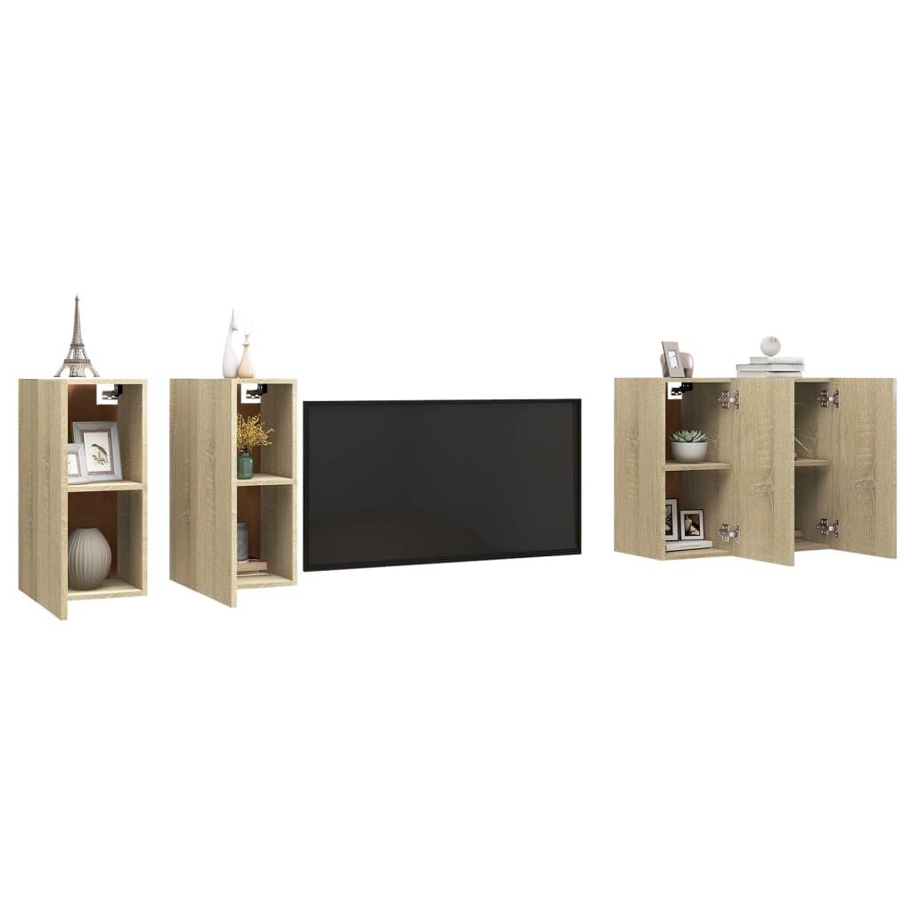 vidaXL TV Cabinets 4 pcs Sonoma Oak 30.5x30x60 cm Engineered Wood