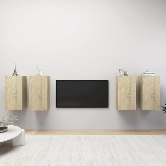 vidaXL TV Cabinets 4 pcs Sonoma Oak 30.5x30x60 cm Engineered Wood