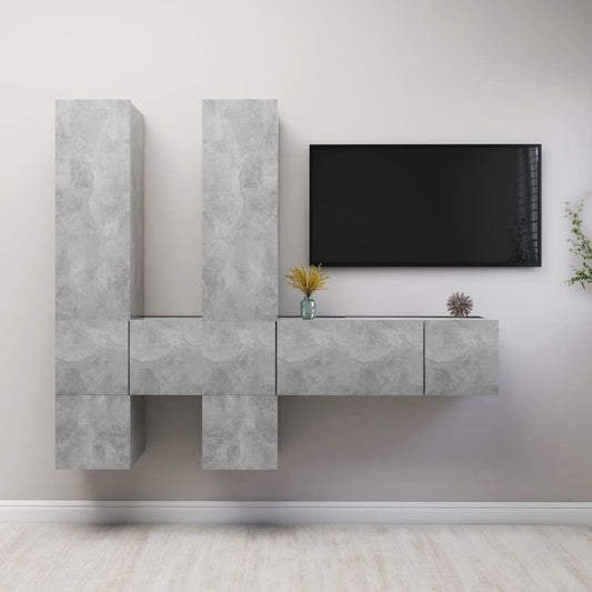 vidaXL 7 Piece TV Cabinet Set Concrete Grey Engineered Wood