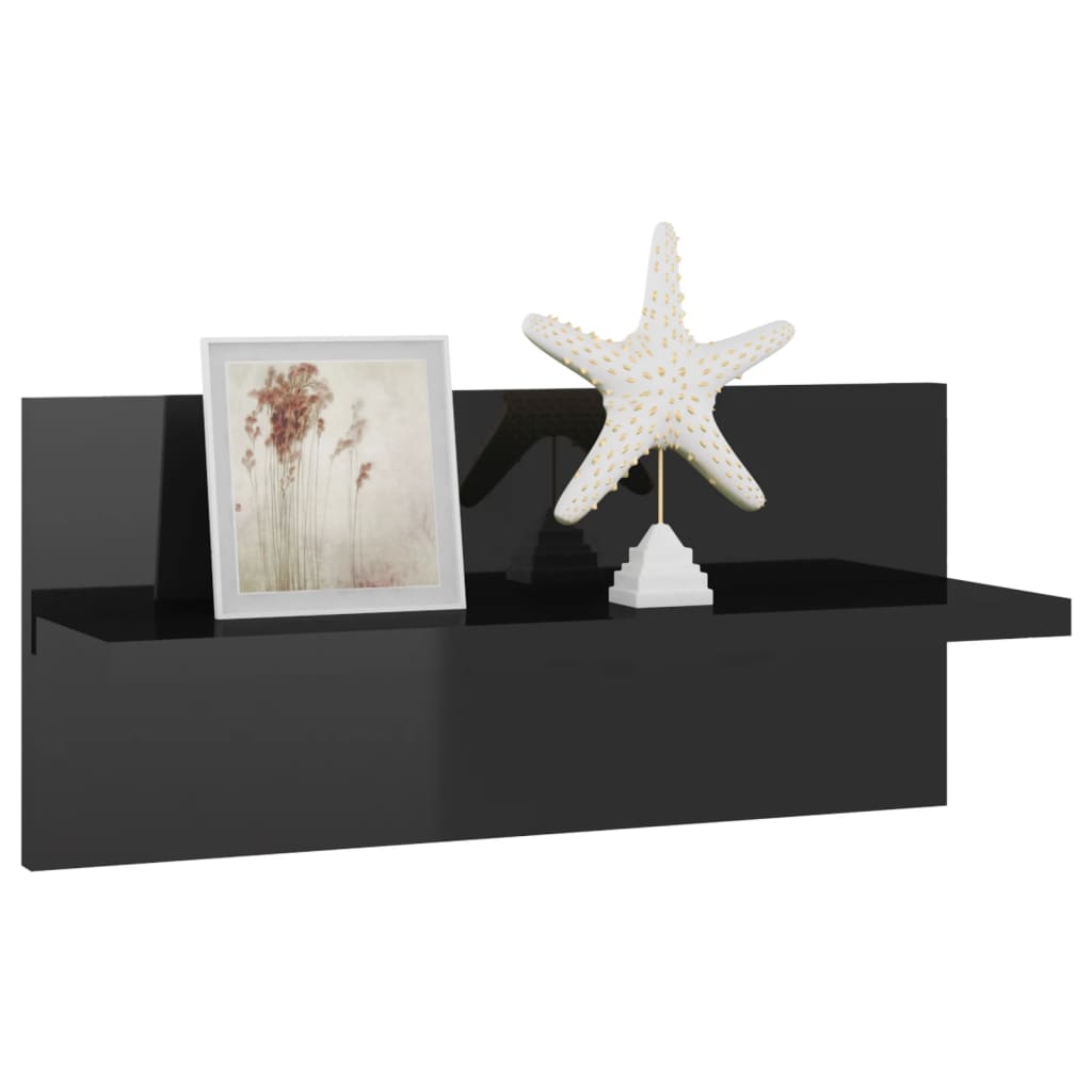 vidaXL Wall Shelves 2 pcs High Gloss Black 40x11.5x18 cm