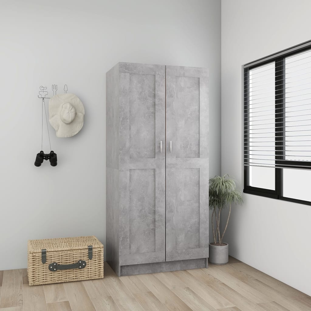 vidaXL Wardrobe Concrete Grey 82.5x51.5x180 cm Engineered Wood