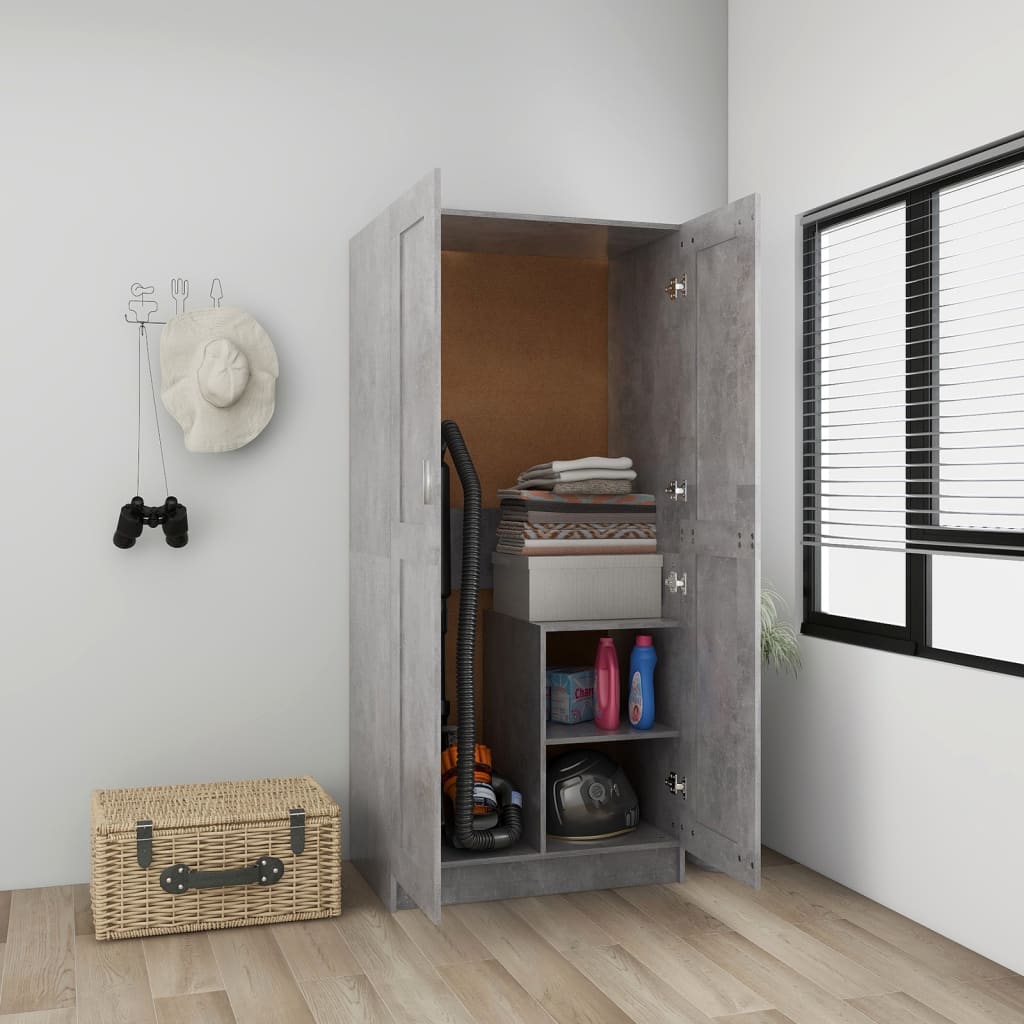 vidaXL Wardrobe Concrete Grey 82.5x51.5x180 cm Engineered Wood