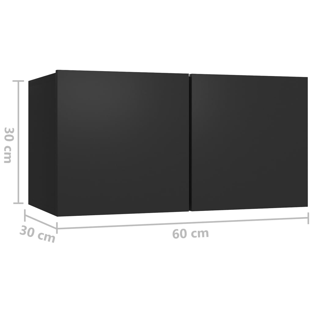 vidaXL Hanging TV Cabinets 3 pcs Black 60x30x30 cm
