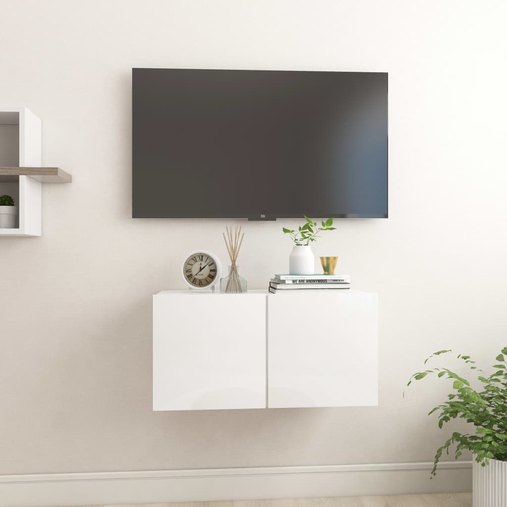 vidaXL Hanging TV Cabinet High Gloss White 60x30x30 cm