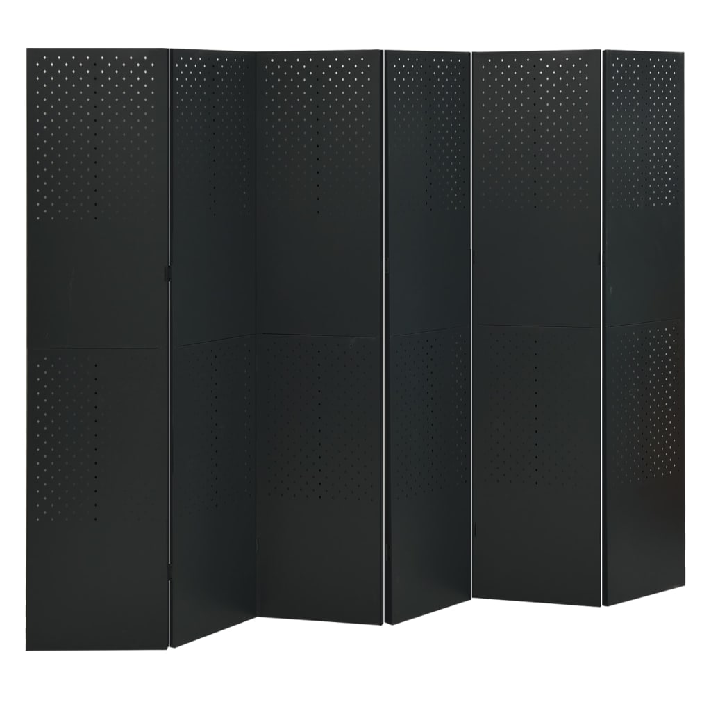 vidaXL 6-Panel Room Divider Black 240x180 cm Steel