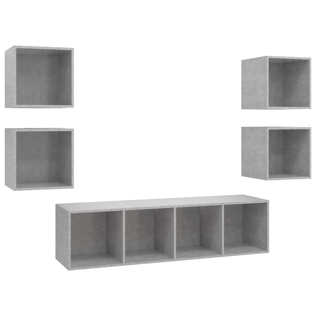 vidaXL 5 Piece TV Cabinet Set Concrete Grey Engineered Wood