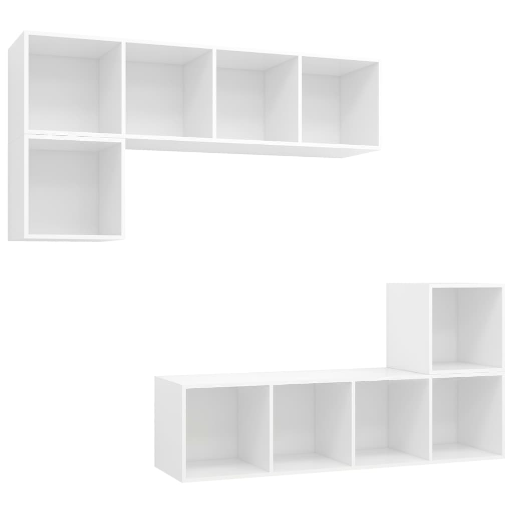 vidaXL 4 Piece TV Cabinet Set White Engineered Wood