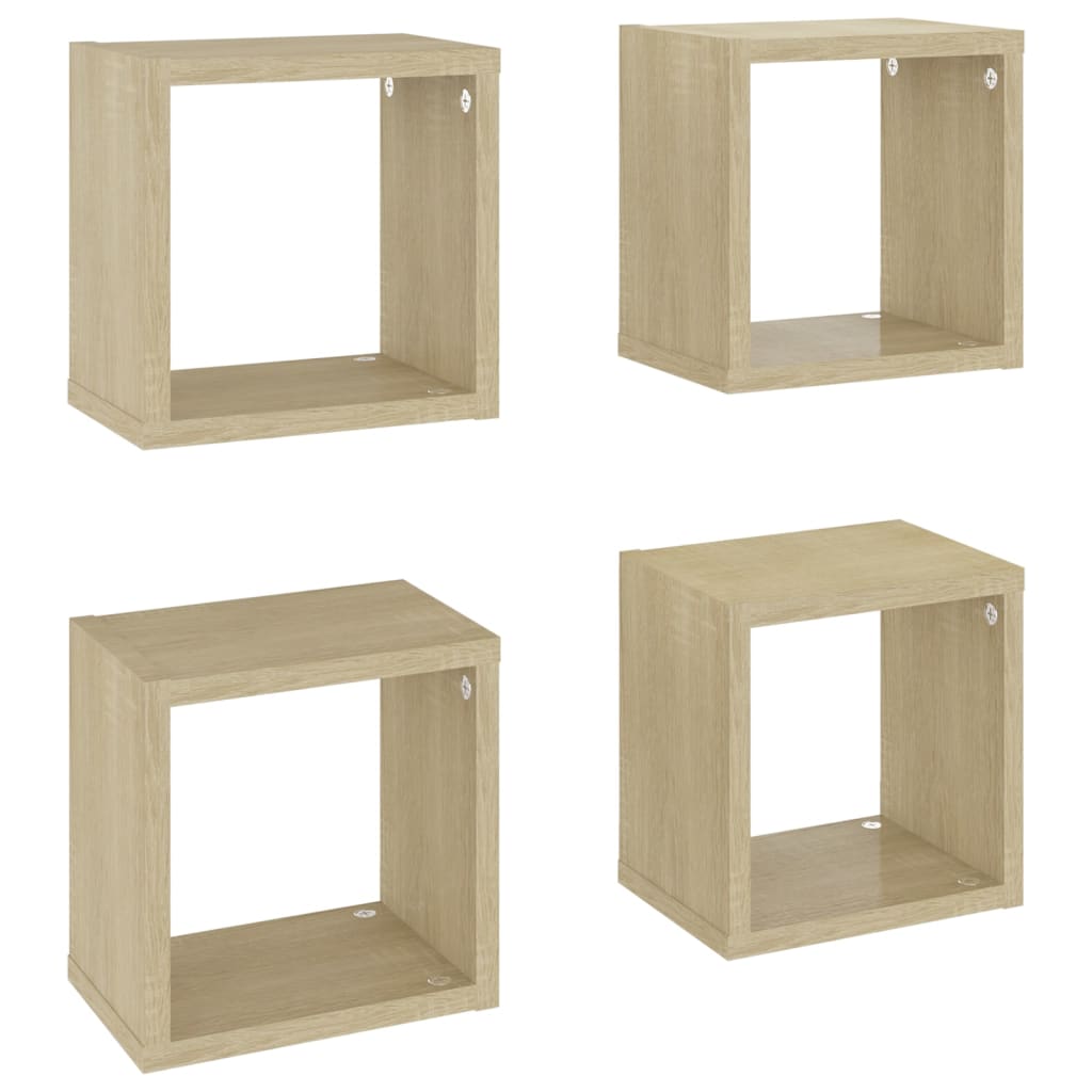 vidaXL Wall Cube Shelves 4 pcs Sonoma Oak 22x15x22 cm