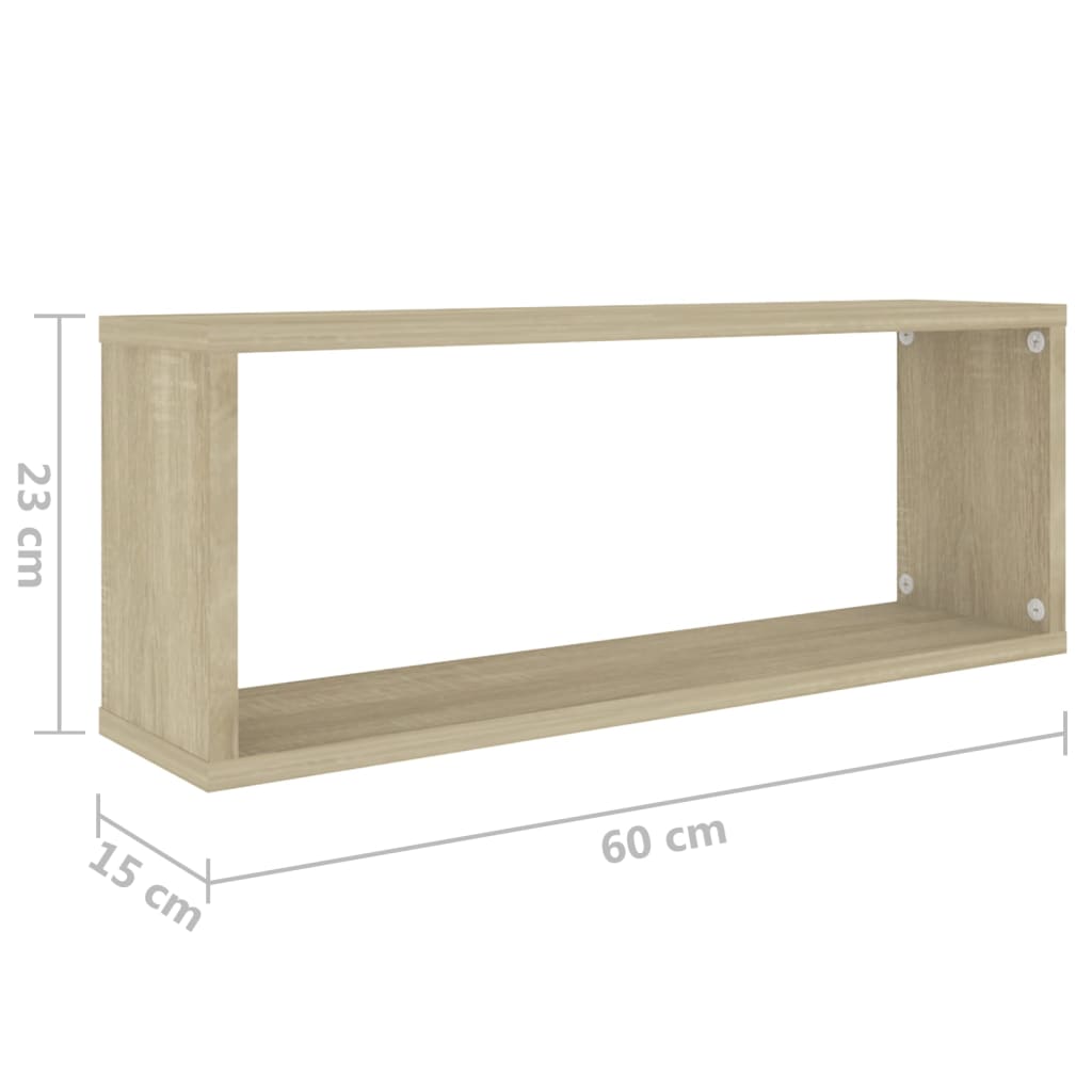 vidaXL Wall Cube Shelves 6 pcs Sonoma Oak 60x15x23 cm Engineered Wood