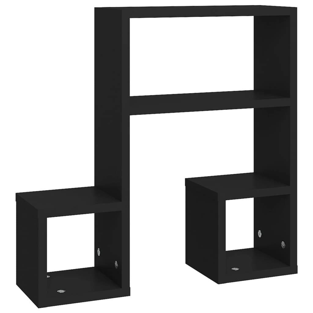 vidaXL Wall Shelves 2 pcs Black 50x15x50 cm Engineered Wood