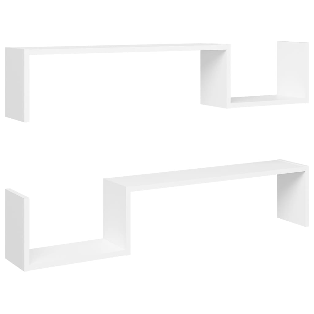 vidaXL Wall Shelves 2 pcs White 100x15x20 cm Engineered Wood