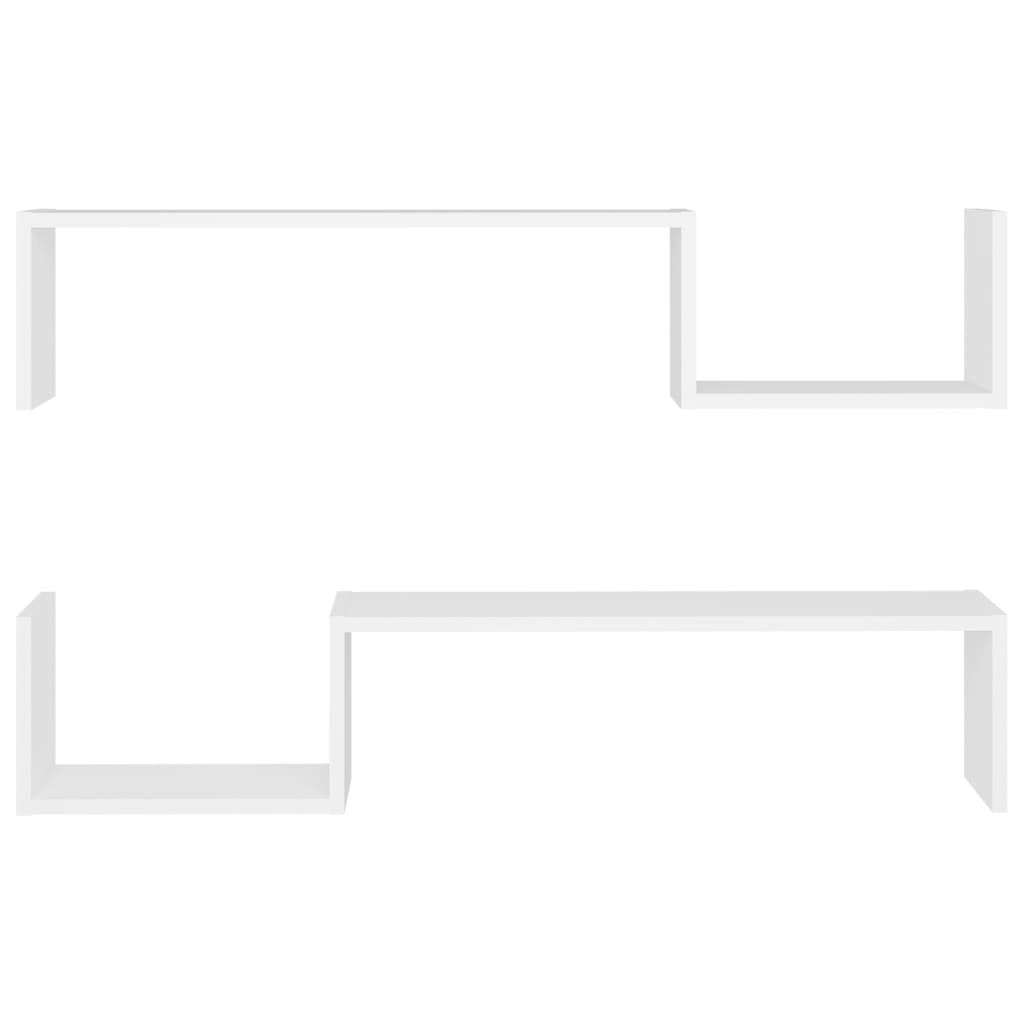 vidaXL Wall Shelves 2 pcs White 100x15x20 cm Engineered Wood