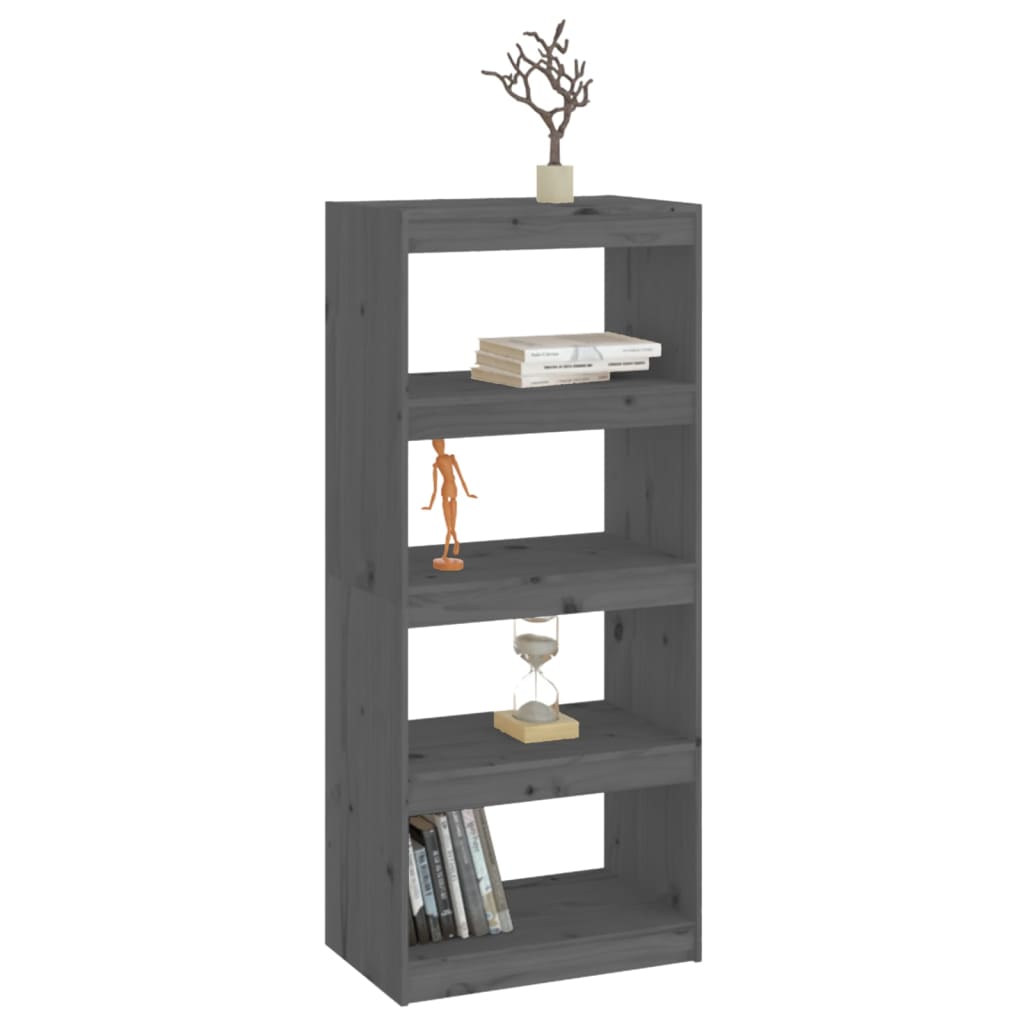 vidaXL Book Cabinet/Room Divider Grey 60x30x135.5 cm Solid Wood Pine