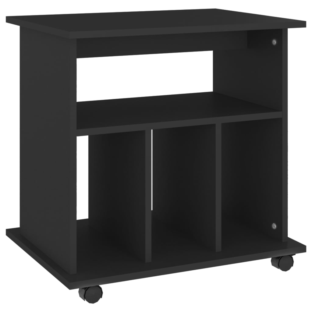 vidaXL Rolling Cabinet Black 60x45x60 cm Engineered Wood