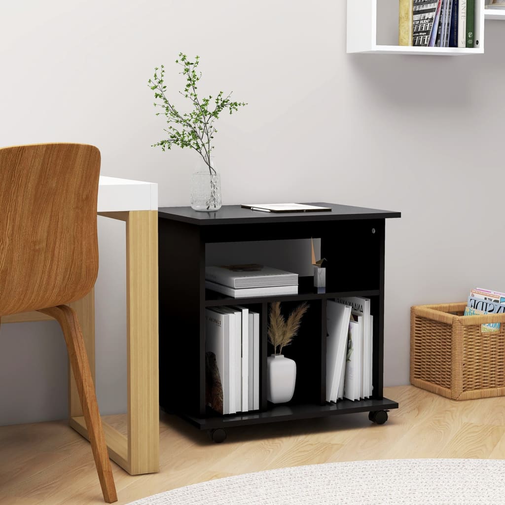 vidaXL Rolling Cabinet Black 60x45x60 cm Engineered Wood