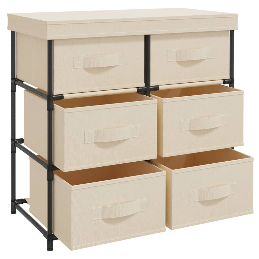 vidaXL Storage Cabinet with 6 Drawers 55x29x55 cm Cream Steel