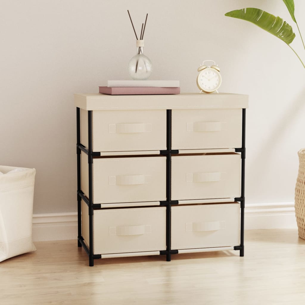 vidaXL Storage Cabinet with 6 Drawers 55x29x55 cm Cream Steel