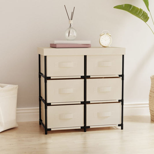 vidaXL Storage Cabinet with 6 Drawers 55x29x55 cm Cream Steel