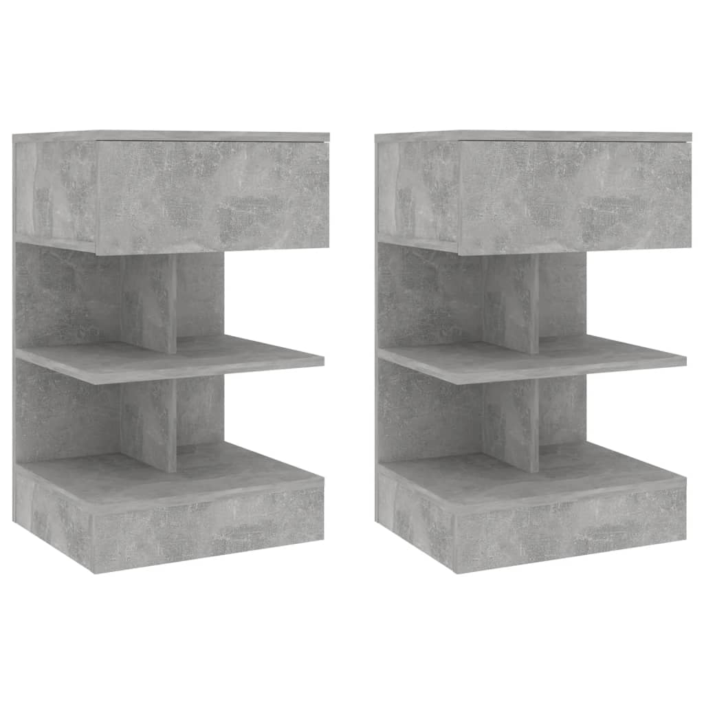 vidaXL Bedside Cabinets 2 pcs Concrete Grey 40x35x65 cm