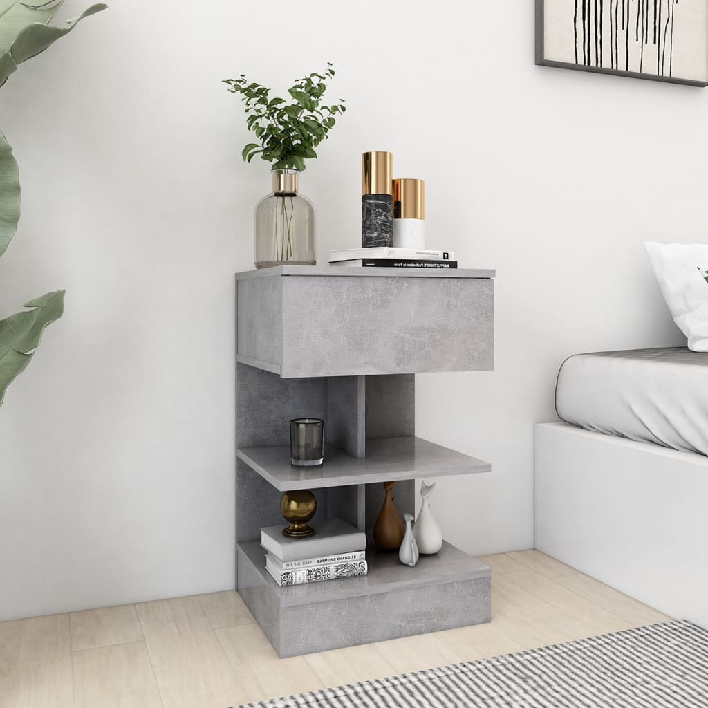 vidaXL Bedside Cabinets 2 pcs Concrete Grey 40x35x65 cm