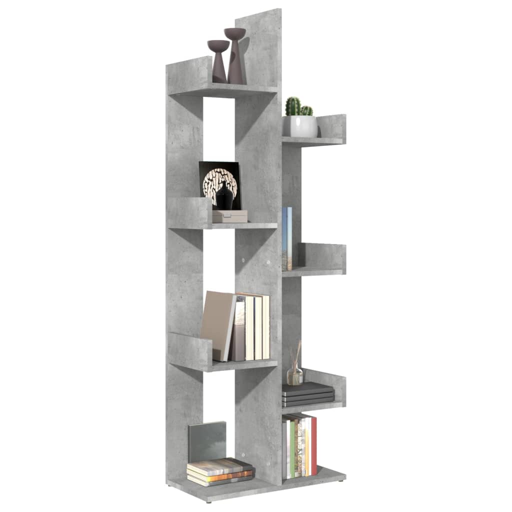 vidaXL Book Cabinet Concrete Grey 48x25.5x140 cm Engineered Wood