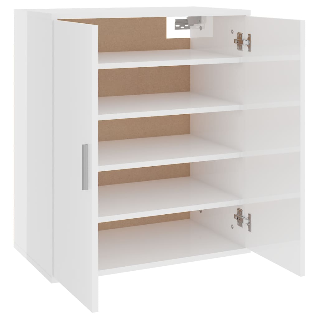 vidaXL Shoe Cabinet High Gloss White 60x35x70 cm Engineered Wood