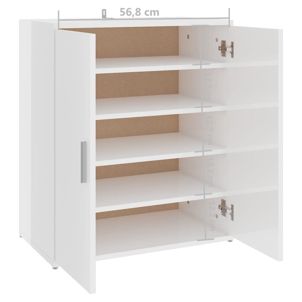 vidaXL Shoe Cabinet High Gloss White 60x35x70 cm Engineered Wood