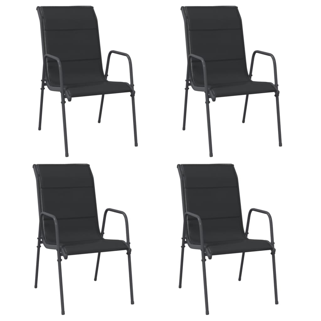 vidaXL Garden Chairs 4 pcs Steel and Textilene Black