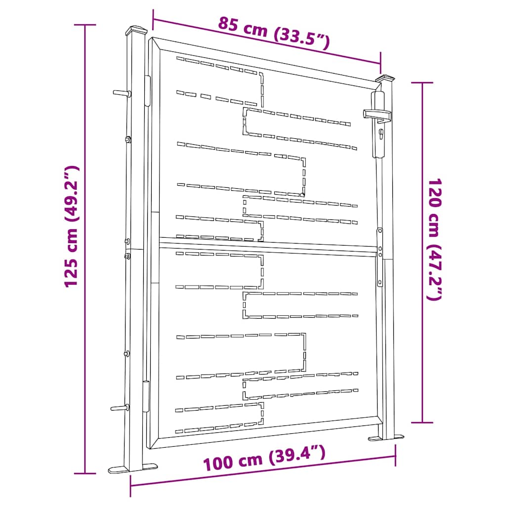 vidaXL Garden Gate 100x125 cm Stainless Steel
